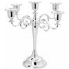 QWORK® Candelabro Decorativo 5 Bracci in Argento, 27 cm, Candeliere Nozze in Lega di Zinco Placcato
