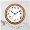 Easymaxx Orologio da parete con 12 immagini e versi realistici di uccelli canterini, spegnimento automatico tra le ore 21 e 5, telaio effetto legno, richiede batterie tipo AA, da 25 x 4 cm