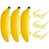 IDNVFY 3 Pezzi di Palloncini di Banana E 3 Paia di Occhiali, Palloncini di Banana Gonfiabili, Palloncini per Decorazioni per Feste, Frequenze per Eventi per Feste (Giallo).