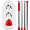 BeiLan Testina di Ricambio per Mocio Rotante con 1 Base Rotante e 1 Manico - Ricariche per Mocio EasyWring Compatibili con Mocio Rotante a Triangolo SpinMop