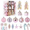 SHareconn Set di 65 Palline di Natale Decorazioni, in Plastica Infrangibile, Decorazione per Albero di Natale & Feste Matrimoni, Diverse Forme di Palline con corda, Macaron