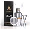 VB VINOBRAVO VINOBRAVO - Set Barman Shaker Cocktail in Acciaio Inox Giapponese di Alta qualità, con Shaker Barman, dosatore Cocktail, Cucchiaio e colino