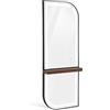Barberpub Specchio parete con luce, intero cornice alluminio, grande con mensola, touch, 3 colori dimmerabili, per parrucchiere, 17x65x170 cm, J6298 (Nero-marrone)