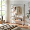 [en.casa] Organizzatore Guardaroba Porta Abiti da Camera Appendiabiti da Terra 180 x 120 x 40 cm Mobile per Cabina Armadio con Ripiani MDF e Asta Barra - Effetto Rovere/Bianco
