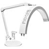Neatfi Lampada da Tavolo con Braccio Oscillante a Mezza Luna, Illuminazione LED Professionale per Estetisti, 2500 lumen, 5 modalità, ideale per Nail Art (CCT con Base e Morsetto, Bianco)