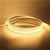 KISUFU Striscia LED, LED Flessibile 220V Striscia LED ad alta luminosità con cavo di alimentazione, impermeabile IP65 Nastri LED per Esterni, Feste, Decorazione per Feste, (Bianco Caldo, 6M)