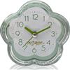 Jwthee Sveglia, piccolo orologio da scrivania retrò a forma di fiore, alimentato a batteria, silenzioso, silenzioso, a basso rumore, con luce notturna, per soggiorno, camera da letto, (Green)