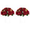 Nuptio Centrotavola per Matrimonio con Fiori Tavola - 2 Pezzi 24cm Diametro Cremisi Fiori Artificiali Pallina Rose - Composizioni di Rose Finte per Matrimoni Decorazioni Feste di Compleanno