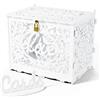 Jolik Grande Scatola Buste Matrimonio con Serratura, Vintage Porta Biglietti e Carte di Nozze in Legno, per Anniversario, Laurea e Compleanni (Bianco)