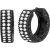 Flongo Orecchini da Uomo Stile Vikingo con Rune - Orecchini a Cerchio Neri in Acciaio Inox con Zirconia, Rune Nordiche Incise, Simbolo di Forza, Coraggio e Protezione, Stile Gotico, Regalo per Uomo