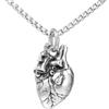 PAURO Uomo Acciaio Inossidabile Collana Vintage con Ciondolo a Forma di Cuore anatomico Punk con Finitura Anticata con Catena
