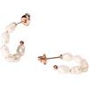 Purelei Organic Pearl - Orecchini a cerchio in acciaio inox con vera perla d'acqua dolce, placcati in oro 14 K/18 K, 23 mm, eleganti gioielli di perle da donna, normale, Acciaio inossidabile, abalone