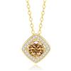 PAKORIO Collana pendente moissanite halo quadrata elegante donna, 1ct VVS1, placcata oro 14K, ipoallergenica, catena regolabile 40-45cm, anti-ossidazione, regalo(Oro)