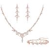 Clearine Set di gioielli da sposa per le spose, elegante perla simulata zircone cubico ciondolo collana marchese foglia goccia orecchini set per le donne festa prom, Zirconia cubica artificiale