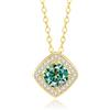 PAKORIO Collana pendente moissanite halo quadrata elegante donna, 1ct VVS1, placcata oro 14K, ipoallergenica, catena regolabile 40-45cm, anti-ossidazione, regalo(Verde acqua)
