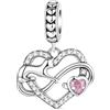 GNOCE Ciondolo da donna Perlina Amante degli animali Cuore Argento sterling 925 Gatto dell'amore Ciondolo con Zircone cubico Adatto a bracciali/collane di tutte le principali marche (Amore infinito)