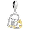 ZakiaHo Ciondoli placcati in oro da 12, 13, 16, 18, 21, 30, 40, 50, 60, 70, 80, per compleanni, braccialetti da donna, a forma di rosa, a forma di cuore, compatibili con braccialetti Pandora, Rame