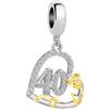 ZakiaHo Ciondoli placcati in oro da 12, 13, 16, 18, 21, 30, 40, 50, 60, 70, 80, per compleanni, braccialetti da donna, a forma di rosa, a forma di cuore, compatibili con braccialetti Pandora, Rame