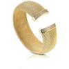 gioiellitaly Bracciale donna rigido largo in bronzo dorato con cristalli bianchi misura regolabile gioiello ragazza donna elegante Made in Italy