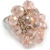 Avalaya Anello a grappolo con perline di vetro rosa chiaro in metallo argentato - regolabile 7/8