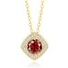 PAKORIO Collana pendente moissanite halo quadrata elegante donna, 1ct VVS1, placcata oro 14K, ipoallergenica, catena regolabile 40-45cm, anti-ossidazione, regalo(Rubino)