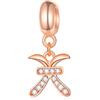 GLOWDAS Pesci Zodiac Sign Charms si adatta a Pandora Basic Bracelet - Ciondolo collana in argento sterling 925 in oro rosa, 12 oroscopo Dangle CZ Birthstone Beads, regali di compleanno per figlia/figlio