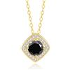 PAKORIO Collana pendente moissanite halo quadrata elegante donna, 1ct VVS1, placcata oro 14K, ipoallergenica, catena regolabile 40-45cm, anti-ossidazione, regalo(Nero)
