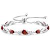 FANCIME Bracciale tennis con granato, pietra del mese di gennaio, in argento sterling con maglie regolabili da 9x7 mm - Gioielli di alta gamma - Regali di compleanno per donne, mamme, mogli e lei.