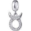 CRISNATA Taurus Zodiac Star Sign Charms-fit Pandora My First Mothers Day Bracelet - 925 Collana in Argento Sterling Pendente, 12 Oroscopo Dangle CZ Perline, Aprile/Maggio Regali di Compleanno per Sorella/Nonna