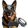 Billionchains Occhiali da sole per cani, protezione UV, trasparenti, antivento, con cinghie elastiche per razze medio-grandi, montatura nera + lenti trasparenti
