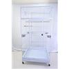 Pet's Solution - Gabbia Pappagallo Rettangolare, Voliera Robusta per Uccelli di Grandi Dimensioni, con Posatoi, Ciotole e Ruote - Bianca 101,5x101,5x204,5 cm