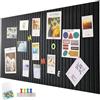 EUBSWA Bacheca grande in sughero, 120 x 90 cm, spessore 0,9 cm, in feltro, pieghevole, con nastro adesivo, in feltro, autoadesiva, per visionboard, aghi in feltro, nero