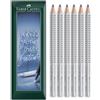 Faber-Castell Jumbo Grip - Matita triangolare in grafite, fusto argento, confezione regalo da 6 matite (Grado HB)