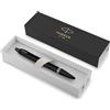 PARKER Penna a sfera in metallo premium Parker IM Vibrant Rings | Lacca satinata nera opaca con anello viola ametista | Inchiostro nero | Confezione regalo