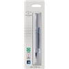 PARKER VECTOR XL - Penna stilografica, colore argento metallizzato su ottone, pennino medio, cartuccia di inchiostro blu, blister