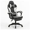 Fiximaster Sedia Gaming Ergonomica, Poltrona da Ufficio Reclinabile 135° con Poggiapiedi Estraibile, Braccioli Collegati e Carico 150kg, Sedia Gamer in Pelle PVC con Ruote PU Silenziose per PC, Nero
