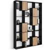 Mobili Fiver, Libreria M Iacopo Nero Frassino con ante Rovere Rustico (160,8 x 236,4 cm), Libreria da Muro o Divisoria per Soggiorno, Ufficio, Made in Italy
