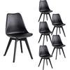 JZGORC Set di 6 sedie da cucina in stile nordico, gambe in plastica, sedili imbottiti in similpelle, Adatte per Sala da Pranzo, Soggiorno, Cucina, Camera da Letto-Nero