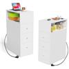 Chleby Set di 2 Stretto Comodino Bianco Forma E Comodino con presa Tavolino con ruote Comodini con ruote adatto per camera da letto, soggiorno