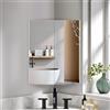 Lumibric Armadietto da bagno ad angolo con specchio, mobiletto da parete in legno a 2 ante con specchio HD, mobile ad angolo da bagno bianco con contenitore, 45 x 60 cm