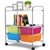 GYMAX Carrello Portaoggetti con Ruote, 4 Cassetti, Carrellino Organizzatore Salvaspazio, per Uffici, Parrucchieri, Studio, Soggiorno, 63,5 x 37 x 75 cm (Colorato)