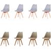 HJhomeheart Set di 8 Sedie Sala da Pranzo, Gambe in Legno Massello, Rivestimento Sfoderabile, Cucina, Moderne (Grigio+Beige-8)