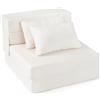 COSTWAY 3 in 1 Divano Letto Pieghevole, Poltrona Letto Convertibile con 2 Cuscini, Divano a 2 Posti in Tessuto Chenille, per Soggiorno Camera da Letto Ufficio (Beige,S)