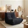 [en.casa] Poltrona Bassa Senza Braccioli Sedia Imbottita da Pavimento con Rivestimento Trapuntato in Microfibra Pouf Poltrona Relax Soggiorno Camera da Letto 75x90x100 cm - Nero