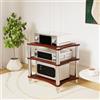SHZYJBRY Supporto multimediale AV a 3 livelli, rack e supporti stereo, armadio per apparecchiature audio con punte per altoparlanti, dispositivo di intrattenimento open air (legno scuro, 3 livelli)