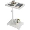Simcat Tavolino regolabile a forma di C con ruote, vassoio girevole a 360°, tavolino per soggiorno, divano, letto, balcone, campeggio