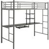 LIFEZEAL Letto alto con banco da lavoro, banco da lavoro in ferro spazzolato nero, sicuro e stabile con banco da lavoro in altezza, dimensioni: 190x90x180,5 cm (Silver)