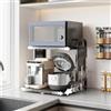 Ornestia Scaffale Estraibile per Microonde con Cassetto, 2 Ripiani e 6 Ganci Metallici, Supporto per Friggitrice ad Aria e Teglie, Scaffale da Cucina Nero