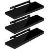 WOLTU Mensola da Muro, Set di 3, Scaffale Sospeso da Parete Libreria Piccola per Soggiorno Cameretta Porta CD Dvd, Pannello MDF 70x22,9x3,8cm, Nero, RG9479sz-3