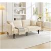Lexiou Divano letto regolabile 2 in 1, due posti con rivestimento in velluto, braccioli pieghevoli e funzione sonno (beige)
